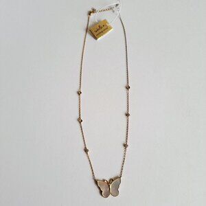 Isabella M. Sterling Silver Gold Tone Pearl Butterfly Jewelry Necklace